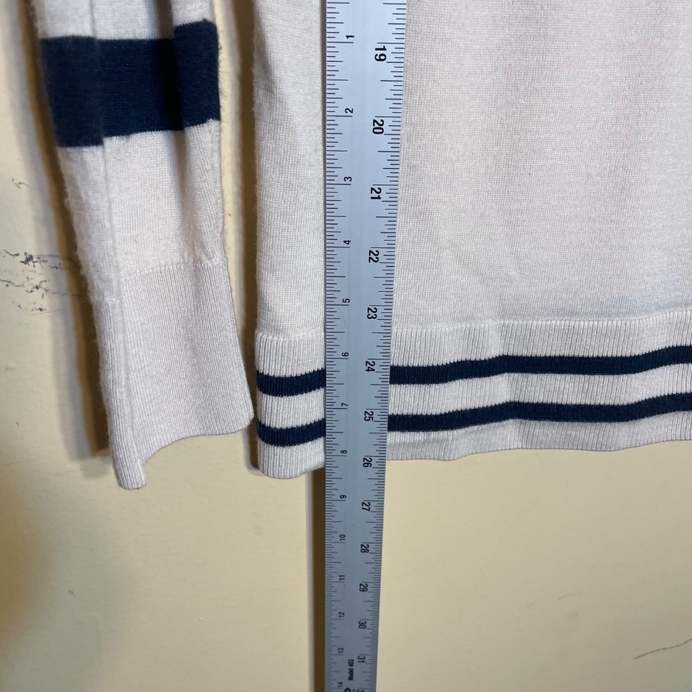Cream Cardigan with Navy Stripes - Picture 7 of 8